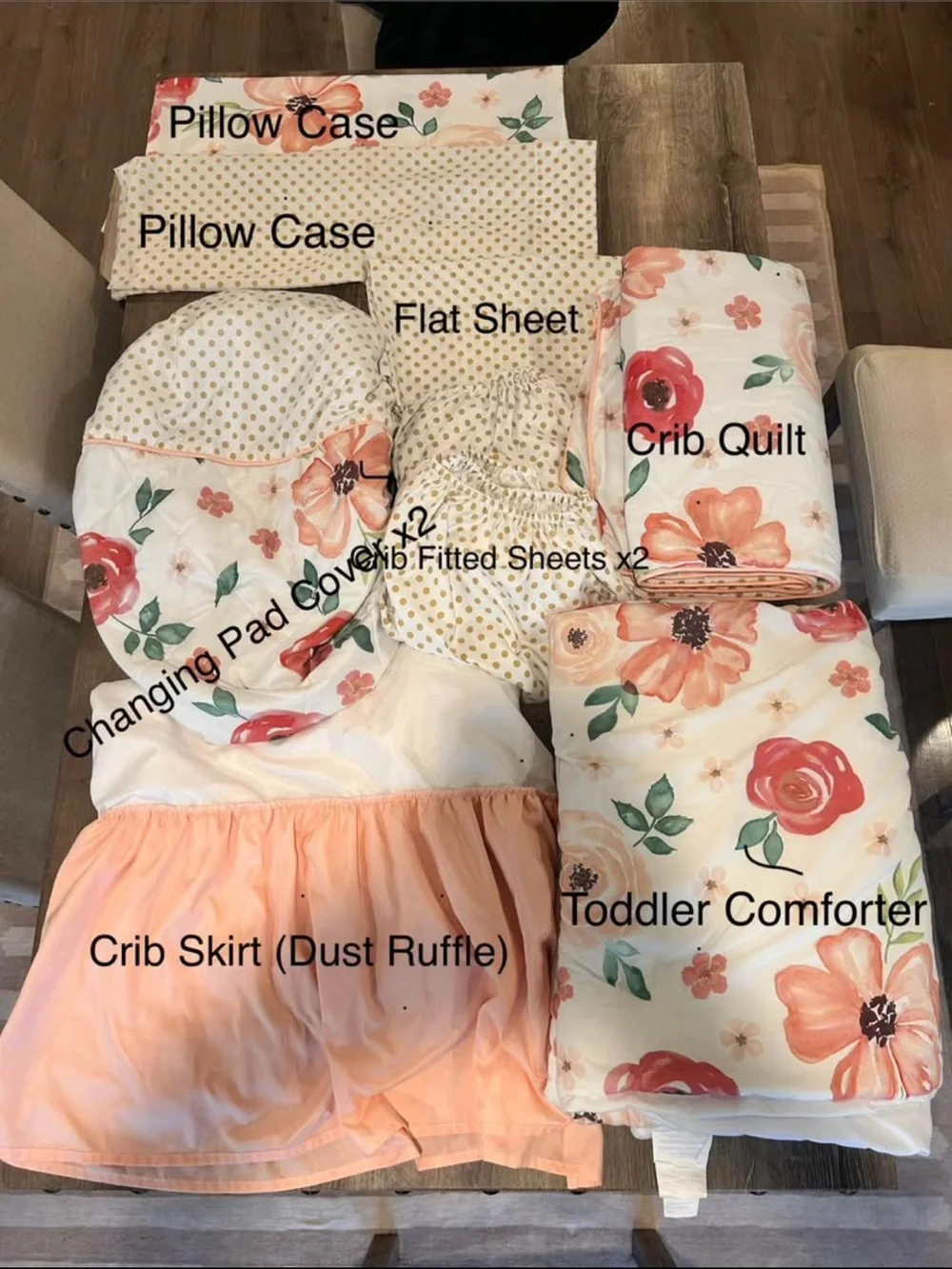 Sweet Jojo Designs Peach & Green Floral Baby Crib Comforter